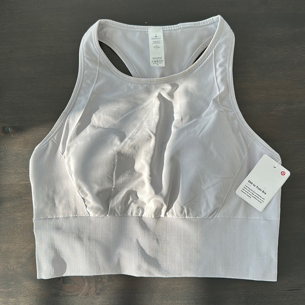 Lululemon Ebb to Train Bra sz 8 color very light pewter